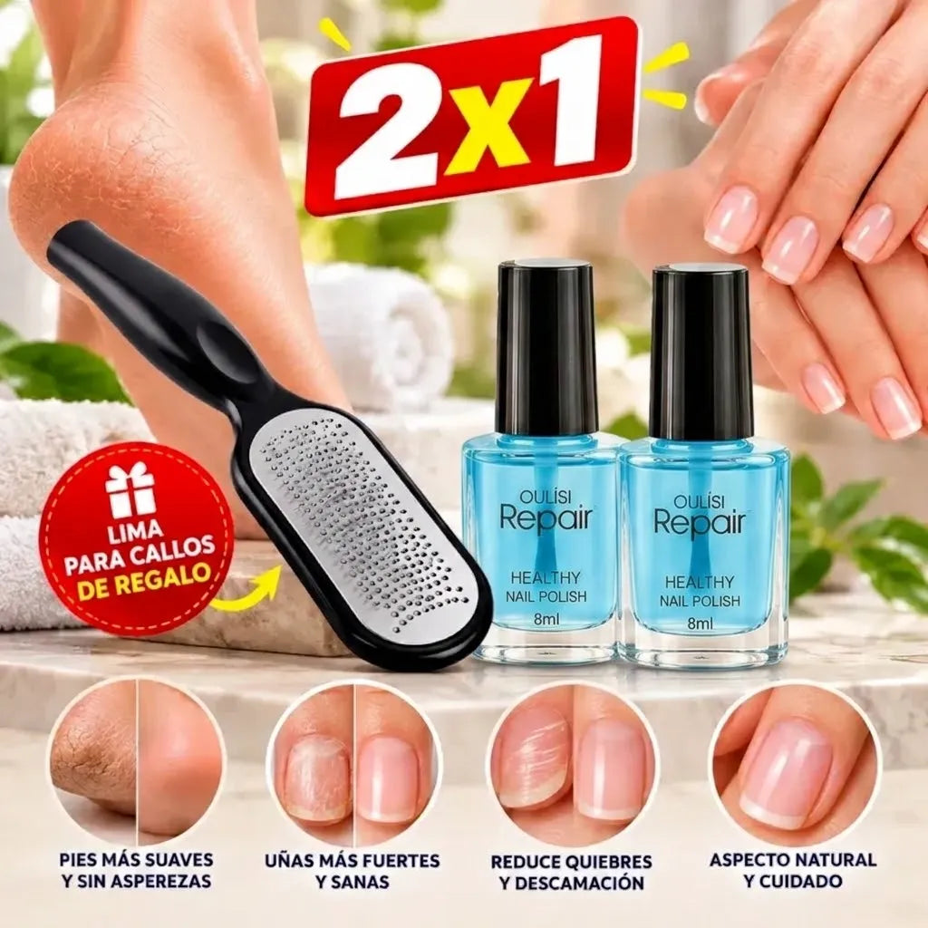 Oulisi Repair™ 2 Serum Reparadores de Uñas ¡2x1! + Lima Para Callos de Regalo